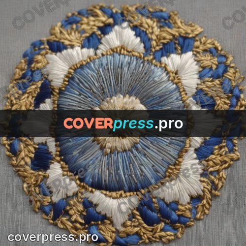 Embroidery design: blue rosette with a flower