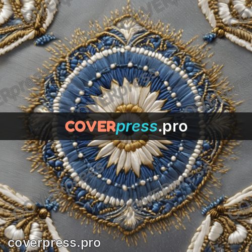 Embroidery design: blue rosette with a flower