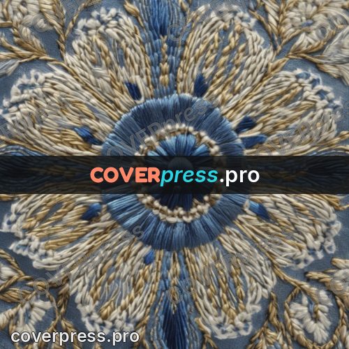 Embroidery design: blue rosette with a flower