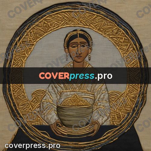 Embroidery design: potter holding a bowl