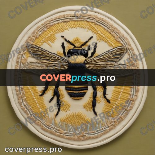 Embroidery design: bee and beekeeper in a circle
