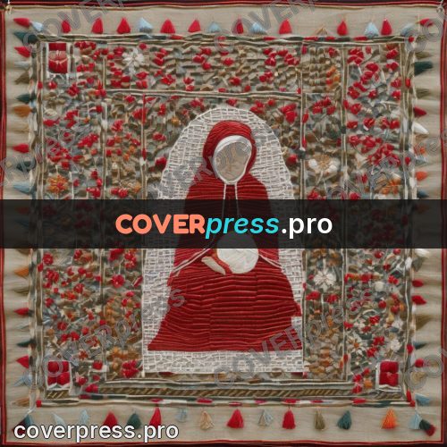 Embroidery design: figure in red in a frame