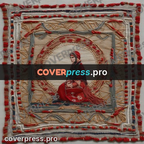 Embroidery design: figure in red in a frame