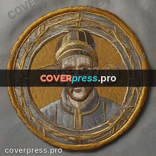 Embroidery design: golden circle on grey cloth