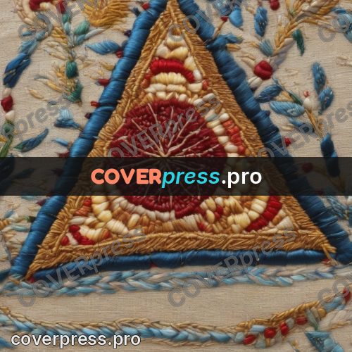 Embroidery design: triangle with red rounds