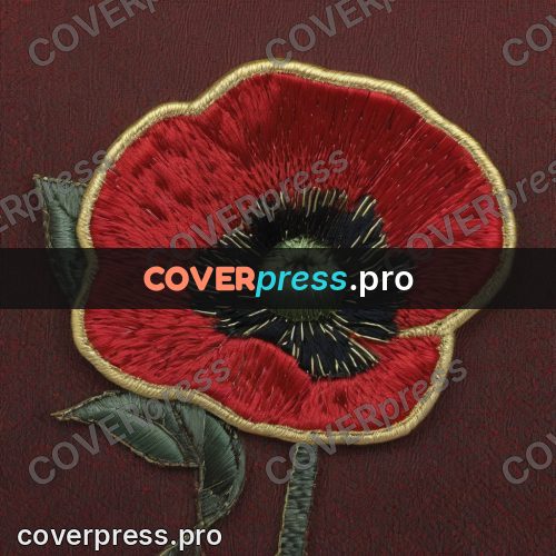 Embroidery design: scarlet poppy with a black core