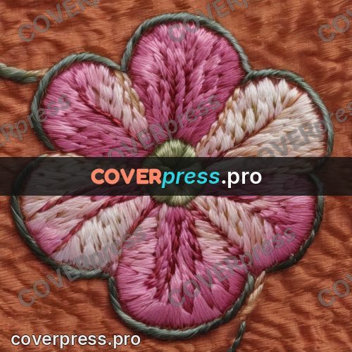 Embroidery design: pink flower with round petals