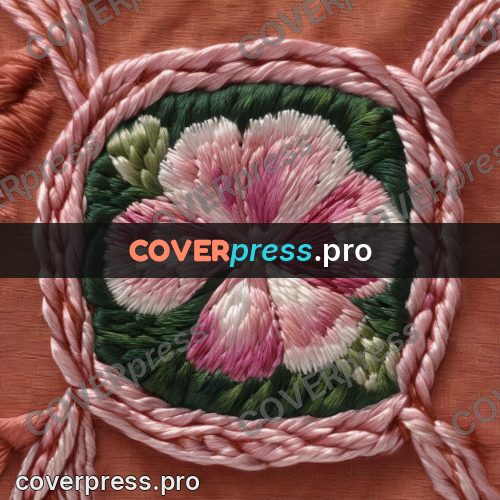 Embroidery design: pink flower with round petals