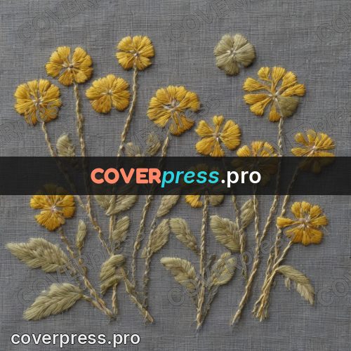 Embroidery design: yellow bloom on a thin stem