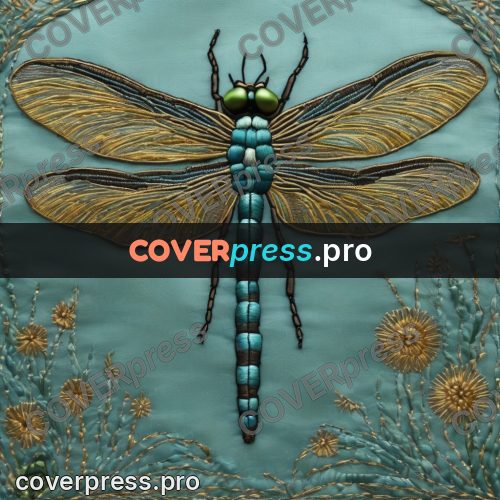 Embroidery design: dragonfly with open wings