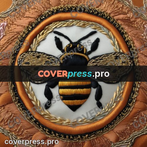 Embroidery design: bumblebee in a round frame