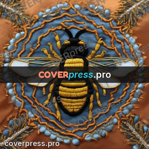 Embroidery design: bumblebee in a round frame