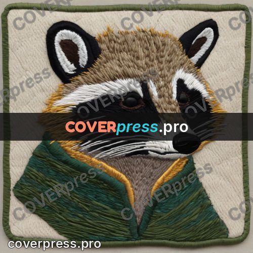 Embroidery design: raccoon in a green jacket