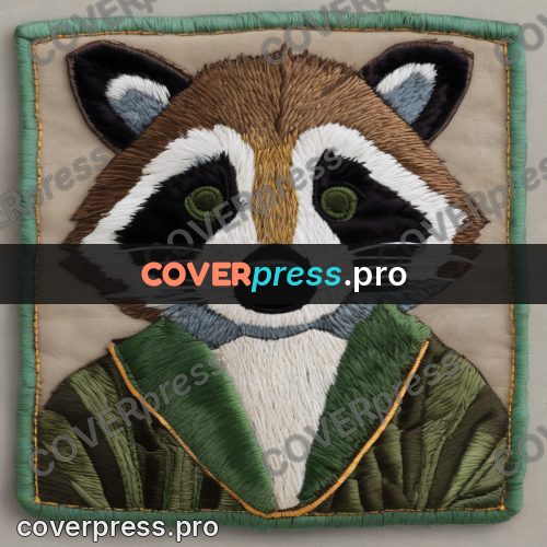 Embroidery design: raccoon in a green jacket