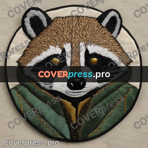 Embroidery design: raccoon in a green jacket