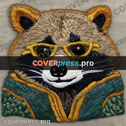 Embroidery design: raccoon in a green jacket