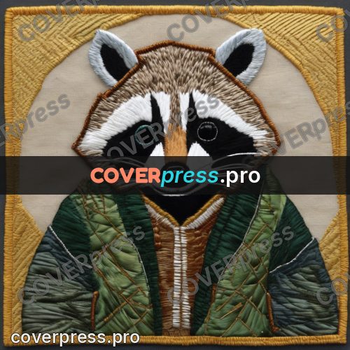 Embroidery design: raccoon in a green jacket