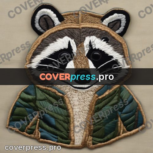 Embroidery design: raccoon in a green jacket