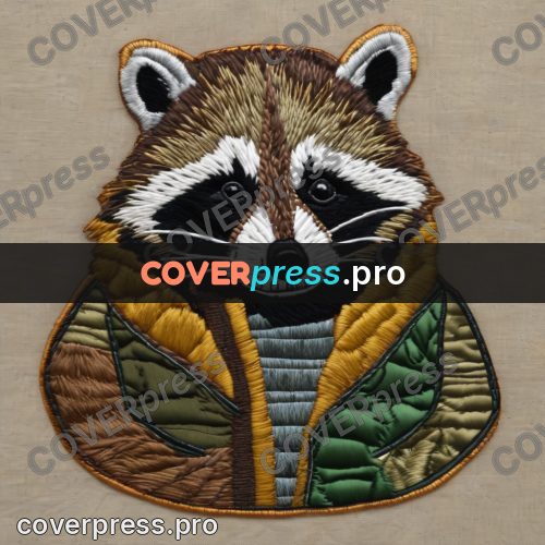 Embroidery design: raccoon in a green jacket