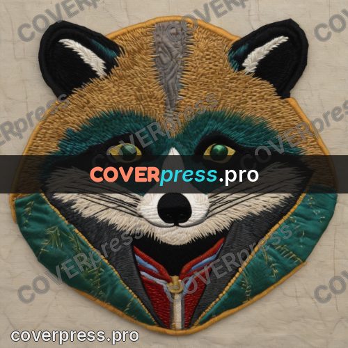 Embroidery design: raccoon in a green jacket