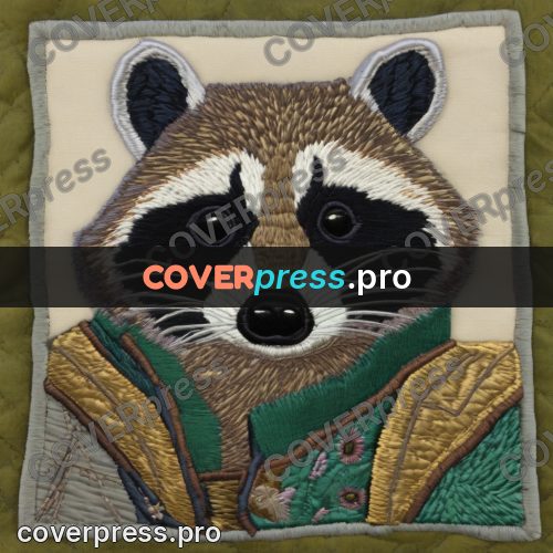 Embroidery design: raccoon in a green jacket