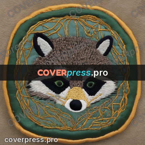 Embroidery design: raccoon in a green jacket