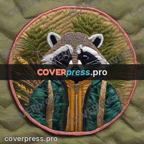 Embroidery design: raccoon in a green jacket