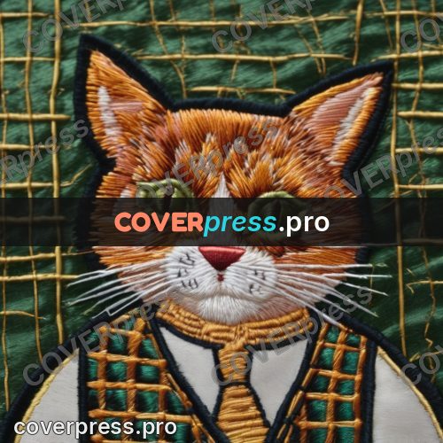 Embroidery design: cat with green eyes