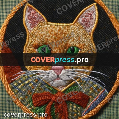 Embroidery design: cat with green eyes