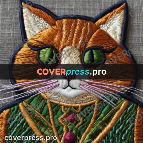 Embroidery design: cat with green eyes