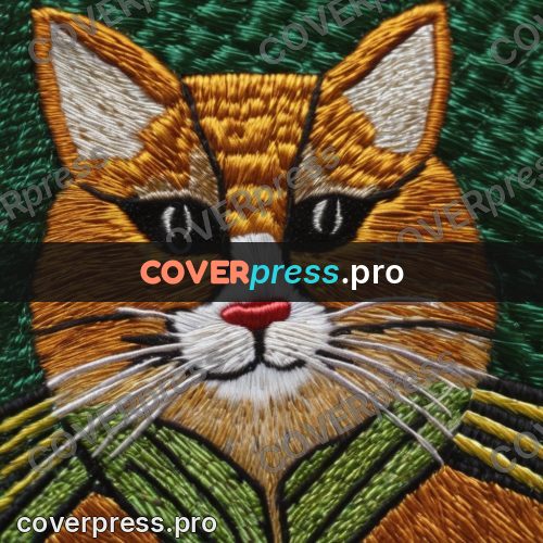 Embroidery design: cat with green eyes