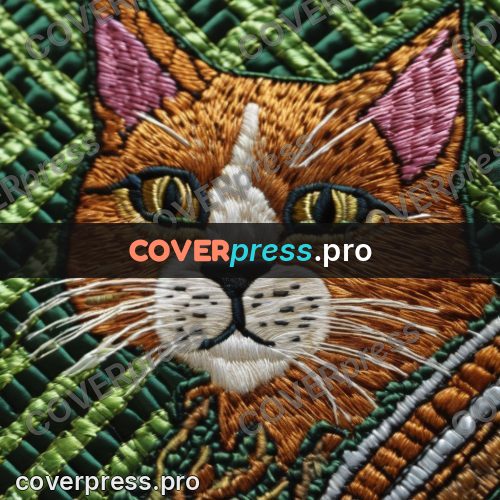 Embroidery design: cat with green eyes