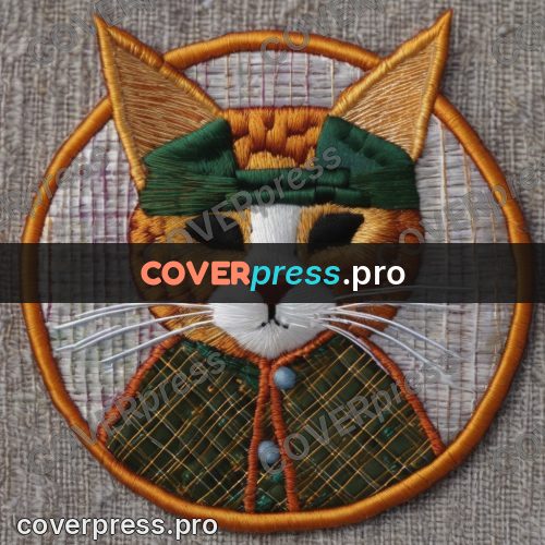 Embroidery design: cat with green eyes