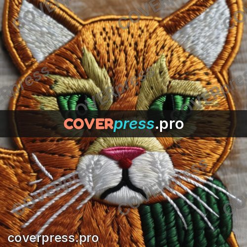 Embroidery design: cat with green eyes