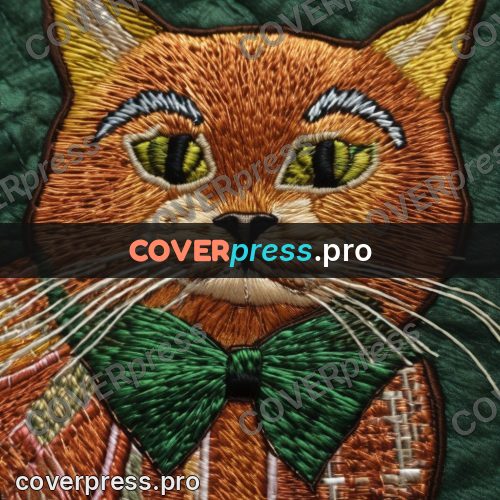 Embroidery design: cat with green eyes