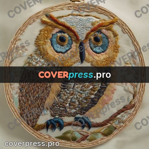 Embroidery design: owl with large round eyes