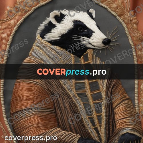 Embroidery design: badger in a striped jacket