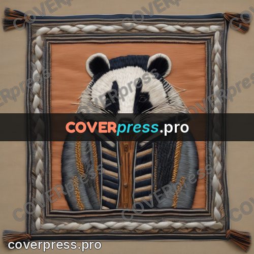 Embroidery design: badger in a striped jacket