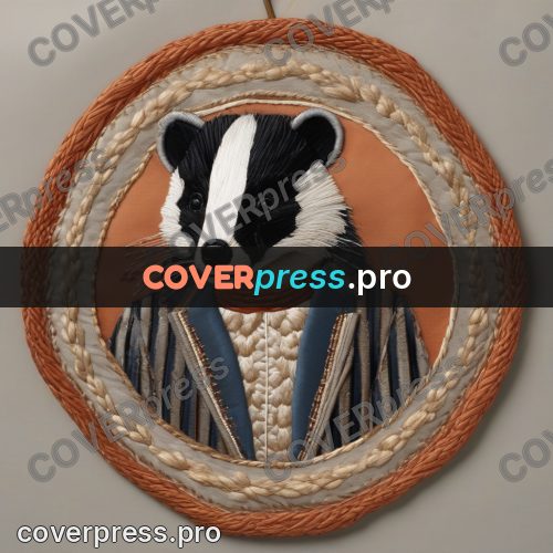 Embroidery design: badger in a striped jacket