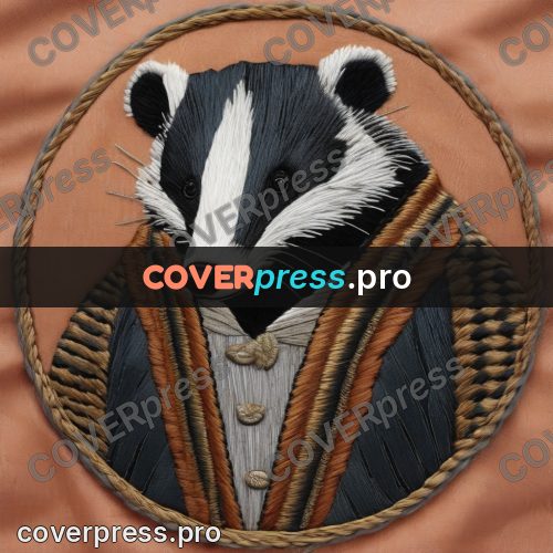 Embroidery design: badger in a striped jacket