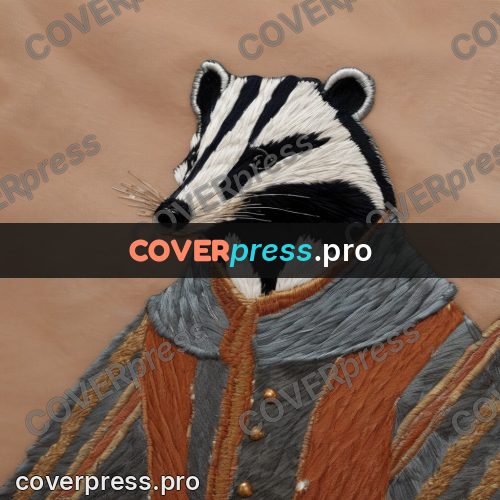 Embroidery design: badger in a striped jacket