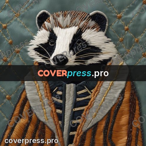 Embroidery design: badger in a striped jacket