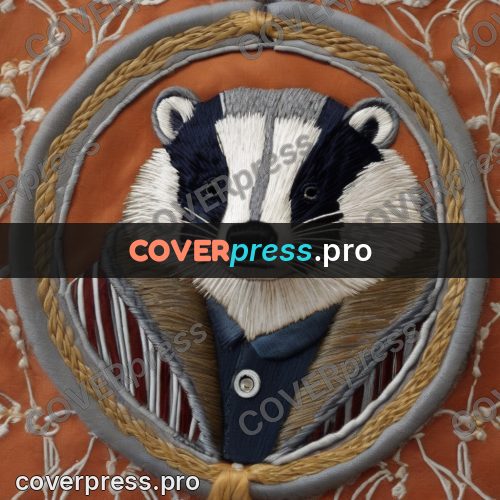 Embroidery design: badger in a striped jacket