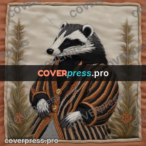 Embroidery design: badger in a striped jacket