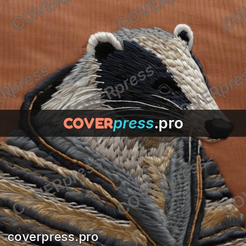 Embroidery design: badger in a striped jacket