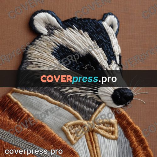 Embroidery design: badger in a striped jacket