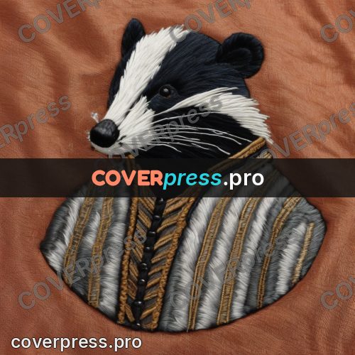 Embroidery design: badger in a striped jacket