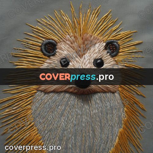 Embroidery design: hedgehog with raised quills