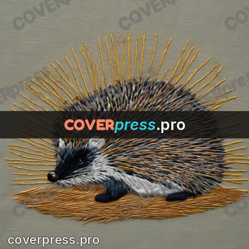 Embroidery design: hedgehog with raised quills