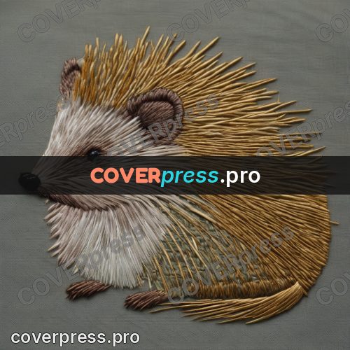 Embroidery design: hedgehog with raised quills